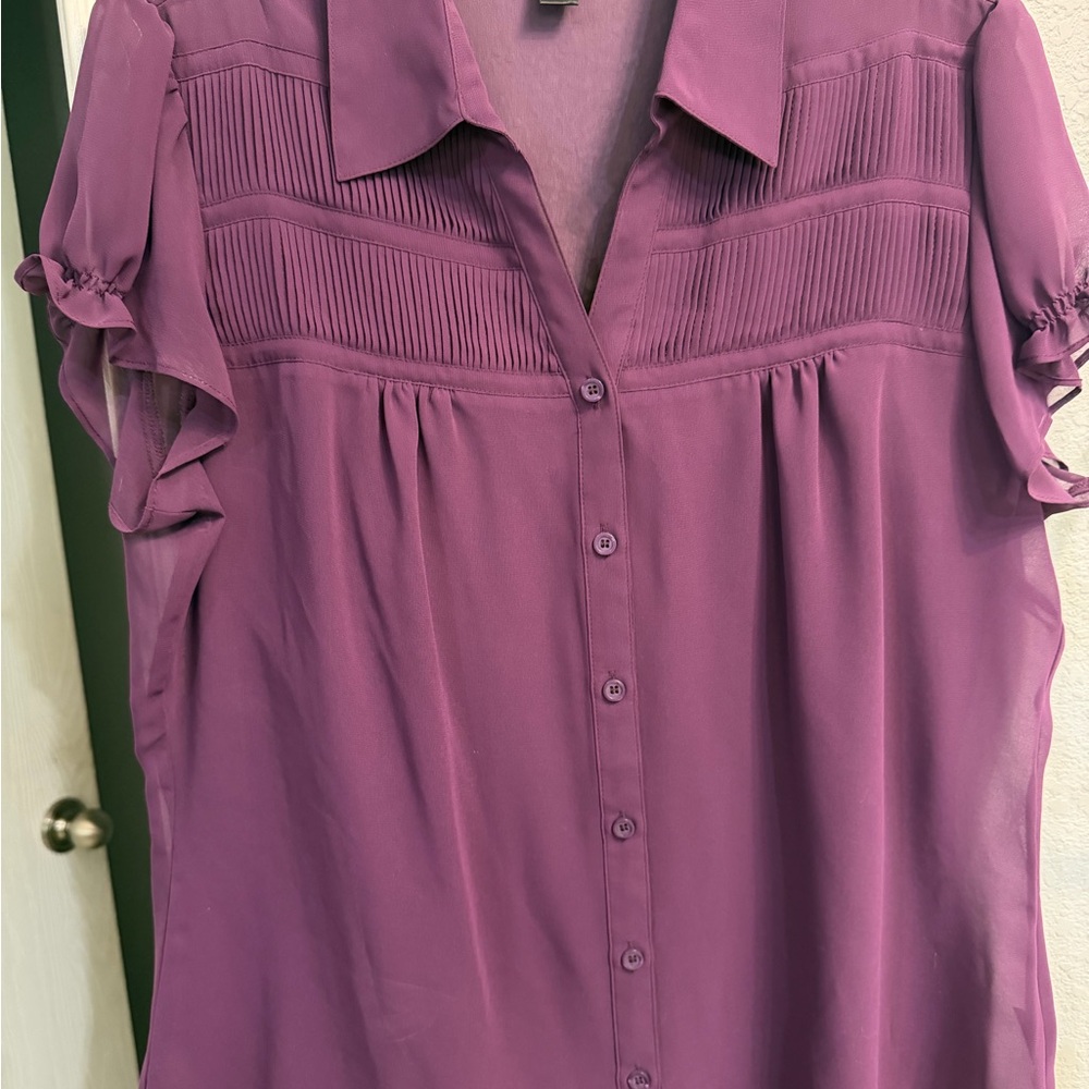 East 5th Mauve Ruffle Sleeve Blouse